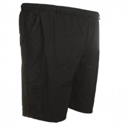 Βαμβακερή βερμούδα τύπου cargo με λάστιχο στη μέση - Black