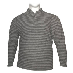 Πιτζάμα τρίκουμπη με ρίγα by LTG - Coal Black/Grey