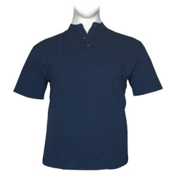 Βαμβακερό πικέ μπλουζάκι button neck - Raf