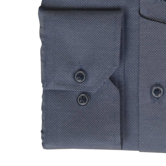 Πουκάμισο Oxford μακρυμάνικο με γιακά τύπου Rex, της Leo Collection - NAVY BLUE