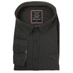 Πουκαμισο king size μονoχρωμο από λεπτη βαμβακερη φανελα - Anthracite