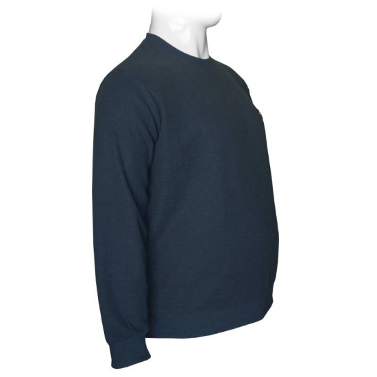 Μπλούζα λαιμόκοψη wool feel με δερμάτινο patch,της Leo Collection - Navy Blazer