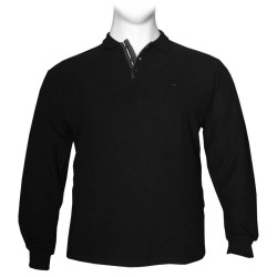 Βαμβακερή Polo wool feel με κέντημα στο στήθος by Leo collection - Black