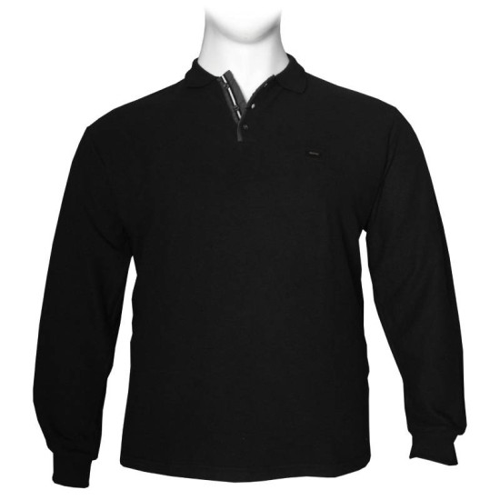 Βαμβακερή Polo wool feel με κέντημα στο στήθος by Leo collection - Black