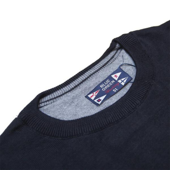 Βαμβακερή πλέκτη μπλούζα με λαιμόκοψη - Coal Black