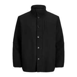 Μάλλινο Ημίπαλτο Jack&Jones με κουμπιά και φερμουάρ στην πατιλέτα - Black