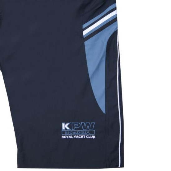 Μαγιό βερμούδα τριών τετάρτων με ρίγα και κεντητές λεπτομέρειες - ΜΠΛΕ