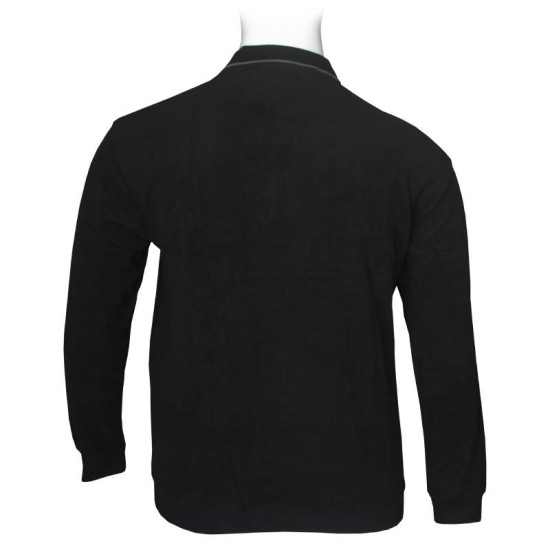 Βαμβακερή μπλούζα Polo wool feel της Leo Collection,με suede λεπτομέρειες - Black