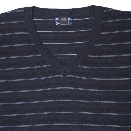 Πλεκτη μπλουζα με βε και ψιλη ριγα - Ανθρακί/Γκρι/Μωβ