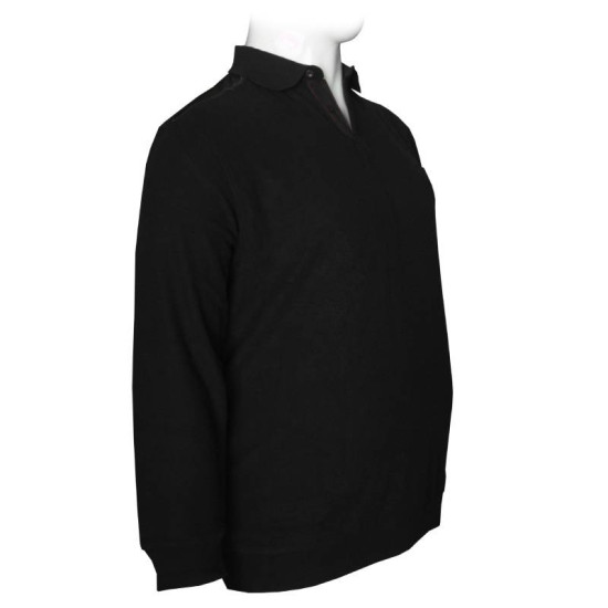 Βαμβακερό polo wool feel με τσέπη στο στήθος - Black
