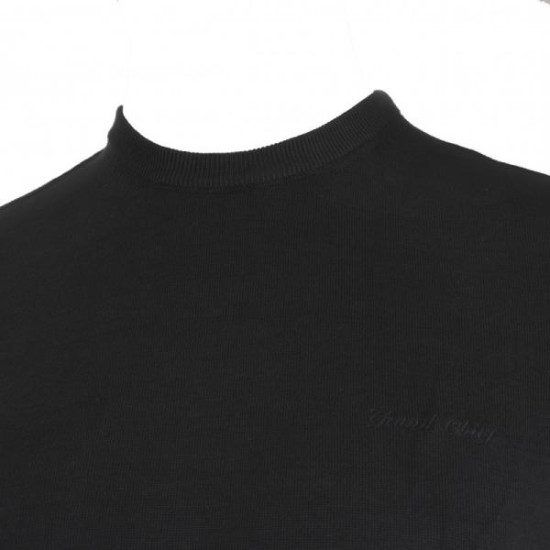 Μονοχρωμη  μπλουζα tricot με λαιμοκοψη και κεντημα - NAVY BLUE