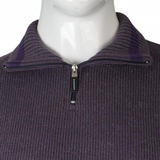 Μάλλινη πλεκτή μπλούζα polo με φερμουάρ - Palatinate Purple