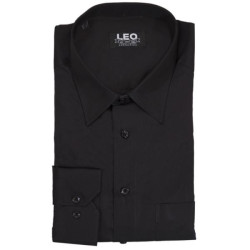 Πουκάμισο μονόχρωμο με μακρύ μανίκι - ΜΑΥΡΟ