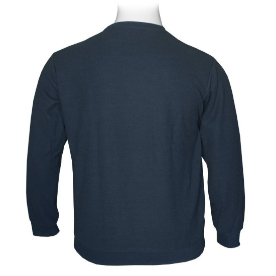 Μπλούζα λαιμόκοψη wool feel με δερμάτινο patch,της Leo Collection - Navy Blazer