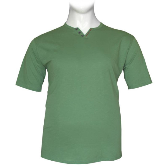 Βαμβακερό t-shirt φλάμα μονόχρωμο τύπου button ve - Highland