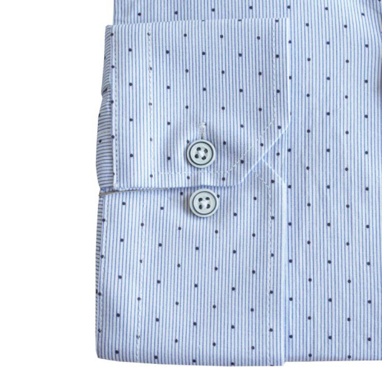 King size ελαστικό μακρυμάνικο πουκάμισο με μικροσχέδιο - Cornflower Blue