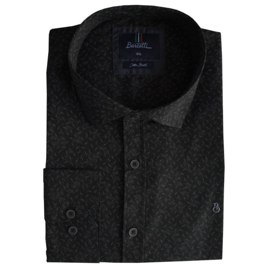 Πουκάμισο μακρυμάνικο ελαστικό με μικροσχέδιο - Black