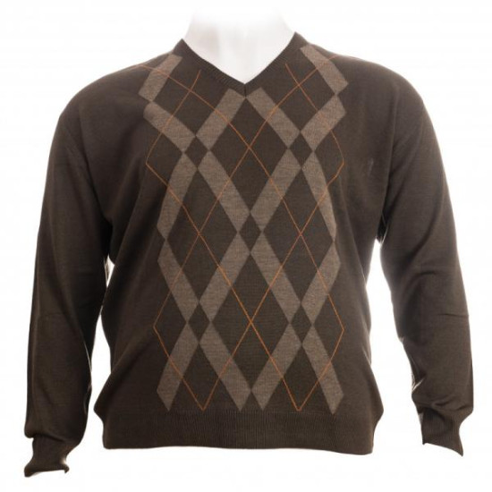 Πλεκτη μπλουζα βε με σχεδιο ρομβους - Καφε/Μοκα