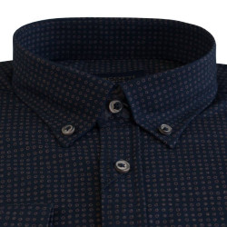 Πουκάμισο μακρυμάνικο ελαστικό με μικροσχέδιο - Dark Blue