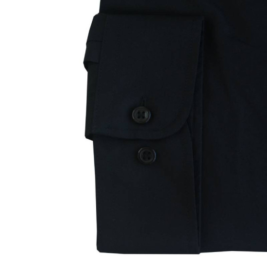 Πουκάμισο ποπλίνα μονόχρωμο με μακρύ μανίκι - ΜΑΥΡΟ