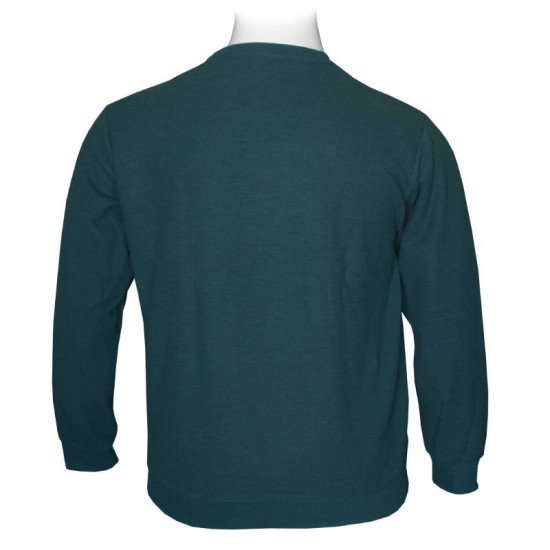 Μπλούζα λαιμόκοψη wool feel με δερμάτινο patch,της Leo Collection - Petrol