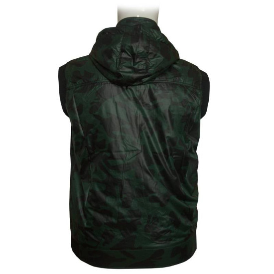 Γιλεκο καπιτονε αντιανεμικο παραλλαγής με κουκούλα - Forest Green