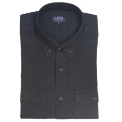 Πουκάμισο τύπου Cargo μακρυμάνικο βαμβακερό - Coal Black