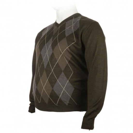 Πλεκτη μπλουζα βε με σχεδιο ρομβους - Χακι/Λαδι/Γκρι