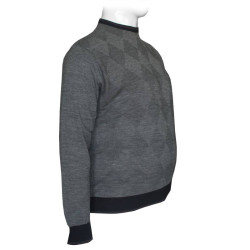 Πλεκτη μπλουζα με λαιμοκοψη και ζακαρ πλεξη - Echo Grey