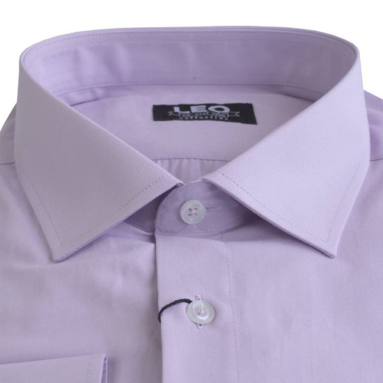 Πουκάμισο μονόχρωμο με rex γιακά και μακρύ μανίκι - Twilight Purple