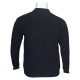 Βαμβακερή μπλούζα Polo wool feel της Leo Collection,με suede λεπτομέρειες - Dark Blue