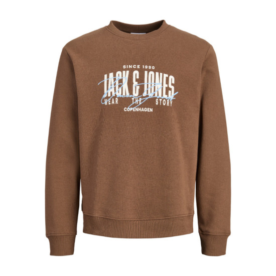 Jack & Jones Aero sweat crew neck +fit,φούτερ μπλούζα με μεταξοτυπία - Cocoa
