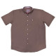 Πουκάμισο μονόχρωμο με κοντό μανίκι και κέντημα - Americano Brown