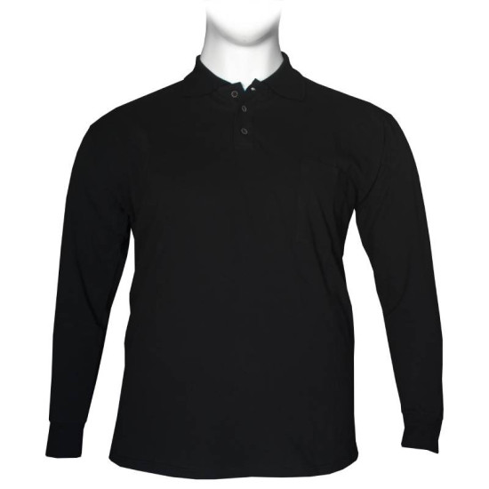 Polo πικέ μονόχρωμη με τσέπη - Black