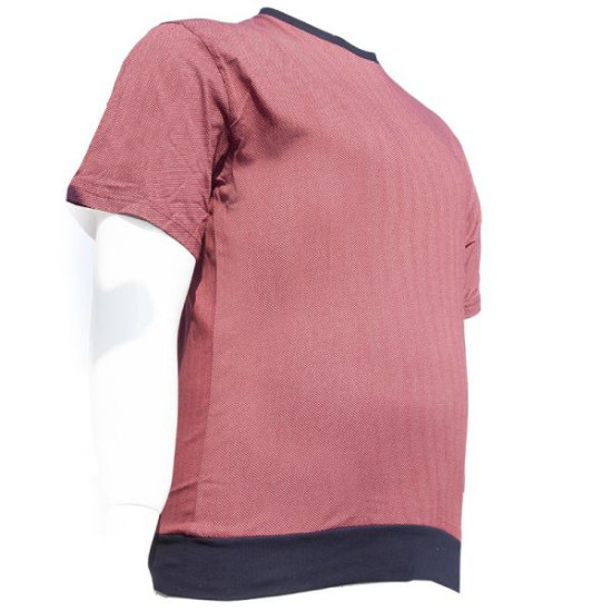 T-shirt μακό βαμβακερό με κέντημα και λάστιχο κάτω - Red