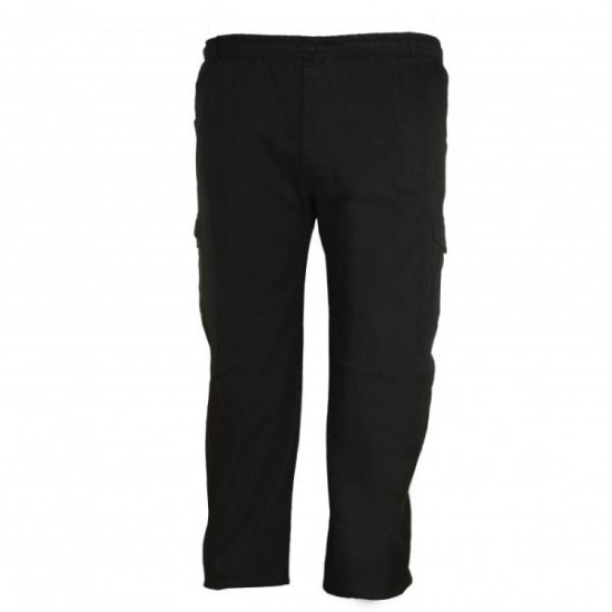 Καλοκαιρινή βαμβακερή παντελόνα μεσαίου καβάλου τυπου cargo με λάστιχο by L.T.G - Black