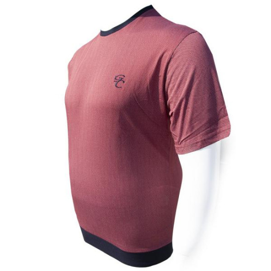 T-shirt μακό βαμβακερό με κέντημα και λάστιχο κάτω - Red