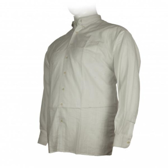 Πουκάμισο μονόχρωμο υφαντό με μακρύ μανίκι - White