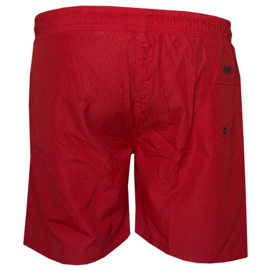 Βερμούδα μαγιό γκοφρέ σχεδιαστό με κέντημα - Red