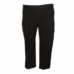 Καλοκαιρινή βαμβακερή παντελόνα ψηλού καβάλου τυπου cargo με λάστιχο by L.T.G - ΜΑΥΡΟ