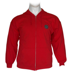 Ζακέτα φούτερ δίκλωνη με κουκούλα και patch - Red