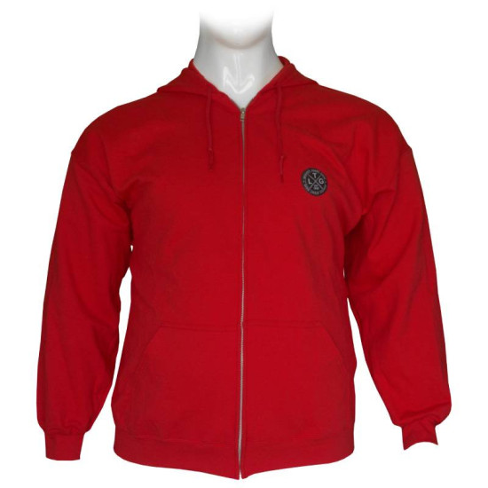 Ζακέτα φούτερ δίκλωνη με κουκούλα και patch - Red