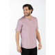 Βαμβακερό t-shirt φλάμα μονόχρωμο τύπου button ve,by LTG - Light Plum