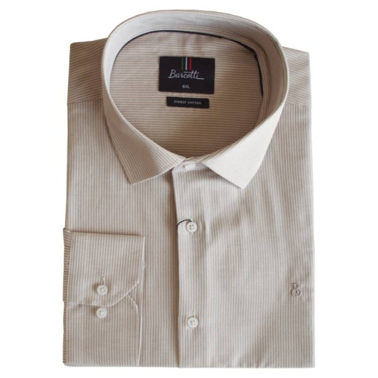 Easy iron μακρυμάνικο ριγέ πουκάμισο - Beige