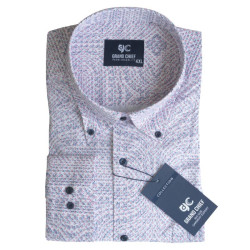 Πουκάμισο μακρυμάνικο ελαστικό με μικροσχέδιο - White