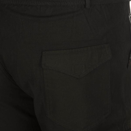 Καλοκαιρινή βαμβακερή παντελόνα μεσαίου καβάλου τυπου cargo με λάστιχο by L.T.G - Black