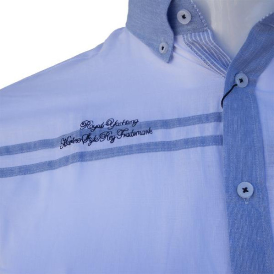 Μακρυμάνικο λινό πουκάμισο με κεντητές λεπτομέρειες και εξώγαζες λεπτομέρειες - White