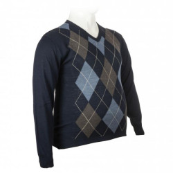 Πλεκτη μπλουζα βε με σχεδιο ρομβους - Μπλε/Γαλαζιο/Γκρι