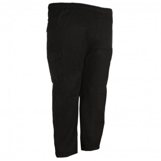 Καλοκαιρινή βαμβακερή παντελόνα μεσαίου καβάλου τυπου cargo με λάστιχο by L.T.G - Black