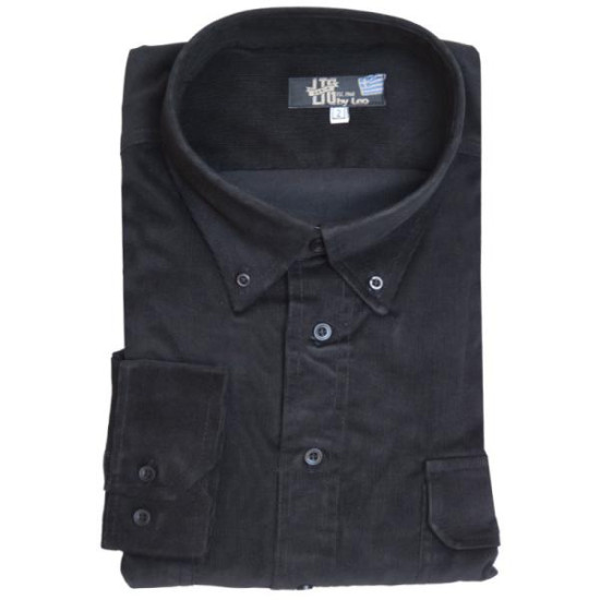 Πουκάμισο κοτλέ μακρυμάνικο - ΜΑΥΡΟ